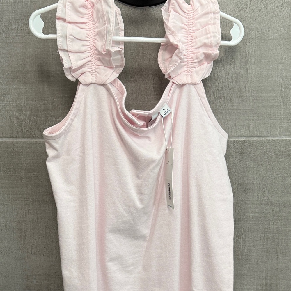 NWT- Girl Pink Sleeveless Top with Ruffled Straps